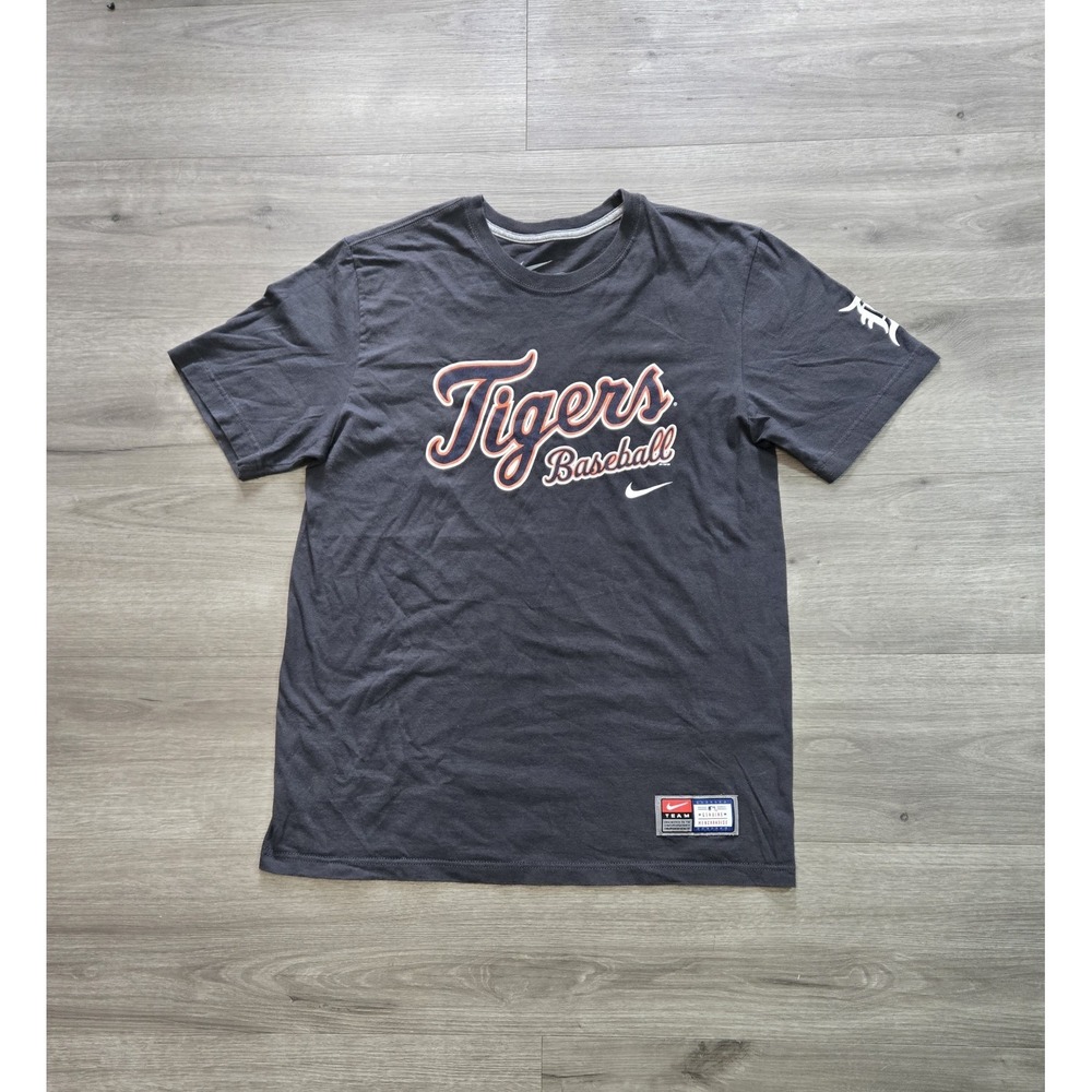 Nike Team T Shirt Mens Large Gray Detroit Tigers Baseball MLB Graphic Tee
